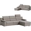 Robin Inspire Divano Angolare Convertibile a Forma di L - Destra - Divano Letto - Contenitore Letto - Poggiatesta Regolabili - Braccioli - Soggiorno Moderno - Tessuto Castel - Grigio Pavero
