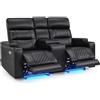 MCombo M Poltrona da cinema, regolabile elettricamente, Zero-Gravity, poggiatesta regolabile, divano con funzione letto, cuscino di seduta in schiuma piena 35D 7705 (2 posti con console)