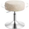 WOLTU Sgabello da Trucco Rotondo Girevole Regolabile in Altezza, Sgabello Imbottito per Toeletta, Sedia da Cucina in Velluto, Altezza Seduta 44-56 cm, Cachi