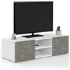 IDMarket - Porta TV ELI bianco con ante effetto cemento