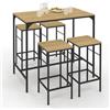 IDMarket - DETROIT Tavolo da bar alto 100 cm e 4 sgabelli in metallo e legno nero - design industriale