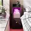 Ztexkee Comodino Stretto con presa e striscia luminosa a LED piccolo Comodini Stretto Comodino con 1 cassetti e 1 scomparti portaoggetti per camera da letto, soggiorno Nero