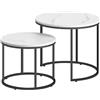 NMK HOME Tavolino da salotto 53/43 cm, set di 2 tavolini rotondi effetto marmo, gambe in metallo nero, design industriale salvaspazio per soggiorno, camera e zona relax