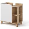 Vicco Mobile sottolavabo per bagno Karen, Sonoma/Bianco, 60 x 65 cm con anta e vani a giorno, con ritaglio per sifone per il montaggio sotto il lavabo