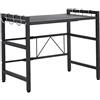 DDMINE Supporto estensibile forno a microonde a carico pesante, supporto per scaffale da cucina forno a microonde ad altezza mobile regolabile, ripiano a microonde con 2 livelli (nero, 1pc)