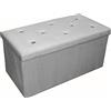 Russo Tessuti Pouf Panca Contenitore Scatola Pieghevole Effetto Vellutato Velluto Velvet-Crystal Grigio