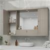 Linea Azzurra Mobile Bagno Pensile Sospeso 90 in Legno con Specchio, Cassetto e 2 Ante a Ribalta Armadietto 61x93x14 cm Moderna ed Elegante Made in Italy