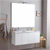 Kiamami Valentina - Mobile bagno sospeso 120cm bianco con doppio lavabo e specchio 120x110 | Bilbao