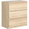 MebLocker Cassettiera con 3 Cassetti - Settimino 39x70x90 cm - Cassettiera Salvaspazio per la Camera da Letto e Soggiorno - Armadio con Cassetti dal Design Moderno - Rovere Sonoma