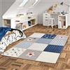Pergamon Maui Kids - Tappeto Bambini - Stelle a Quadretti Blu - 5 Dimensioni