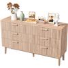 BestAlice Comò con 6 cassetti per camera da letto, camera da letto, cassettiera in legno moderno scanalato, organizer per comodino, per camera da letto, corridoio, ingresso (legno)