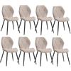 DEYARNA HOME Set di 8 Sedie da Sala da Pranzo Moderne, Sedie da Cucina Imbottite, Sedia da Pranzo in Lino con Gambe in Metallo (Cachi, motivo a rombi)