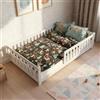 Juskys Letto a pavimento per bambini Naya 120x200 cm con barriera di sicurezza e rete a doghe - letto Montessori in legno massiccio di pino - letto con sponde per bambini e adolescenti - bianco