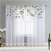 Surwin Tende per Interni, Serie dei Fiori Tende a Vetro con Occhielli, 2 Pezzi Tende Camera da Letto, Tende Voile Semi Trasparenti, per Cucina, Soggiorno (W108xH245cm,Bianco)