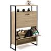 IDMarket - Scarpiera LUIS a 2 ante con ripiano superiore dal design industriale