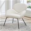 chairus Poltrona da Salotto Moderna Design Poltroncina in Pelliccia con Gambe in Metallo Poltrona Imbottita per Soggiorno/Camera da Letto/Relax, Bianco
