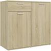 Homgoday Credenza, mobiletto per libri con mensola, resistente armadio in piedi per camera da letto, soggiorno e cucina, mobili per casa e ufficio, rovere Sonoma, 80 x 36 x 75 cm, in legno