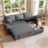 Zepneiy Divano con funzione di sonno, grande divano a 3 posti, design moderno, chaise longue con spazio di archiviazione e supporto per bicchieri, mobili per soggiorno, divano letto, intercambiabile a
