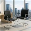 Ya-Home Set di 2 Sedia Cantilever Sedie Ufficio in Ecopelle Sedie da Reception per Sala Riunioni Sedia Visitatori con Braccioli per Ufficio, Conferenza, Sala d'attesa, Nero