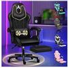 ALFORDSON Sedia Gaming Ergonomica Reclinabile,Con Massaggio e Cuscino Lombare,Sedia Gamer con Cervicale e Poggiapiedi Retrattile,Altezza Regolabile,Poltrona Ufficio Reclinabile 150°, Similpelle(Nera)