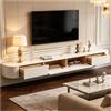 OMGMTSTORE Mobile TV Sospeso,260(2x130) cm,Tavolo TV Basso per TV Fino a 95 Pollici,Scaffale TV con 2 Ante e 2 Cassetti Contenitore,Bianco Mobile sospeso per Soggiorno Sala da Pranzo Camera da Letto