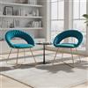 chairus Set di 2 Poltroncine Imbottite in Velluto Poltrona Moderna Design con Gambe in Metallo Oro Poltrone da Salotto per Camera da Letto/Soggiorno, Blu