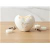 Mondocreazioni Porta Candela Cuore in Porcellana con Frase bomboniera per Matrimonio, Nascita, ricorrenze, Battesimo, Comunione, cresima Harmony (Bianco - PRMT26167)