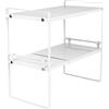 LANTUS Cucina in metallo Mezzo Ripiano Mensola retrattile in angolo per armadio consente di risparmiare spazio per armadi da controsoffitti, dispensa, cibo e utensili, 36-60 x 21 x 36,5 cm (bianco)