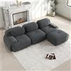Wyibwy Divano a 3 posti con braccioli curvi,divano componibile con base antiscivolo,Divano angolare con pouf,rivestimento altamente elastico,Nessun assemblaggio richiesto,velluto a coste,Grigio