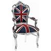Way Home Store Poltrona BAROCCO Silver UK Flag Tessuto 68 x 65 x 108 cm