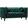 Vente-unique - Divano fisso 2 posti Turner - velluto - verde smeraldo