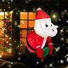 GYMAX Babbo Natale Appeso da Finestra 100 cm, con 2 Luci LED e 3 Ventose, Soffiatore Include, Decorazione Natalizia Gonfiabile