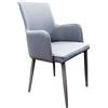 milani home - poltrona con braccioli in ecopelle, grigio chiaro, gambe in metallo, per salotto e ufficio, 56 x 54 x 89 cm