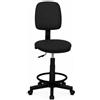 SEDIAOFFICE - Sgabello con Schienale Regolabile in Altezza e Girevole, Sgabello Cassa da Lavoro per Ufficio, Reception Parrucchiere, Sale Giochi (No Braccioli, Piedini Fissi, Nero Tessuto)