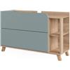 Vicco Mobiletto per lavabo Karen, Sonoma/blu, 100 x 65 cm con 2 cassetti, per montaggio sotto il lavabo con apertura per sifone