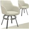 tectake® Set 2 Sedie Sala da Pranzo Girevoli Imbottite, Sedie Moderne con Braccioli e Schienale, Gambe in Acciaio Verniciato a Polvere, Poltroncine Antiscivolo, Sedie Arredamento Casa - Greige