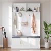 Rvjiahe - Appendiabiti con scarpiera, guardaroba, 6 ganci tripli, autoportante, salvaspazio, per ingresso, corridoio, bianco, 120×40×191 cm (Bianco)