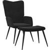 vidaXL Poltrona Relax con Sgabello Nero in Velluto