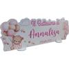 PV Grafik® Centro Tavola Battesimo Personalizzato, Centro Tavola confettata Battesimo, Tema Orsetto Bimba, Allestimento Battesimo Nome per Confettata Personalizzato (40B)