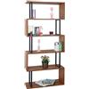 Mendler Libreria scaffale 3D MDF HWC-A27 5 Ripiani 30x80x183cm Legno Metallo Color Rovere Scuro