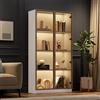 Rtopsu Vetrina Espositiva in Vetro Bianco con Illuminazione a LED a 16 Colori per Collezionismo, Vetrina con 2 Ante e Ripiani Mobili, Libreria Armadio Alto per Soggiorno Camera da Letto, 160x80x40 cm