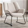 Ya-Home Poltrona Imbottita Sedia da Salotto Moderno con Gambe in Metallo Poltroncine Salotti in Tessuto di Lino Poltroncina con Braccioli per Camera da Letto/Soggiorno, Beige