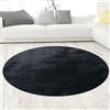 CARPETIA Tappeto Shaggy tappeto della camera da letto Flokati in nero, 120 cm rotondo