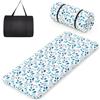 LIFEZEAL Futon Giapponese da Pavimento (blu con foglie, 10x90x200 cm)
