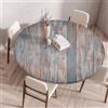 Treer Tovaglia Rotondo Antimacchia, Vecchie Assi di Legno Mollettone Tavolo Rotondo con Bordo Eelastico, Lavabile Copritavolo Antiscivolo Tovaglia Tonda per Picnic Cucina Casa (120cm,Grigio)