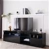MURUL Mobile TV moderno, pannello lucido, soggiorno e sala da pranzo, 180 cm, illuminazione LED variabile (nero)