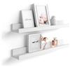 Mobili Fiver, Coppia Mensole portafoto-quadri First, 60 cm, Bianco Frassino, 60 cmx13 cmx8 cm, Nobilitato, Mensole da muro per Camera, Ingresso, Soggiorno, Ufficio, Made in Italy