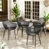 buybyroom Set di 4 sedie da pranzo con bracciolo, in plastica, 41 x 55 x 84,5 cm (nero)