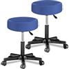Casaria® Set di 2 sgabelli con ruote regolabili in altezza, 10 cm, imbottitura 46-60 cm, altezza 360 cm, girevole a 360 °, diametro 35 cm, ruote rotonde, blu