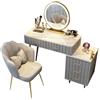 Meedlopia Piccola scrivania Vanity con specchio e luci, 3 luci di colore ＆luminosità regolabile, trucco Vanity con 5 cassetti per camera da letto, trucco moderno Vanity Organizer con sedia di trucco